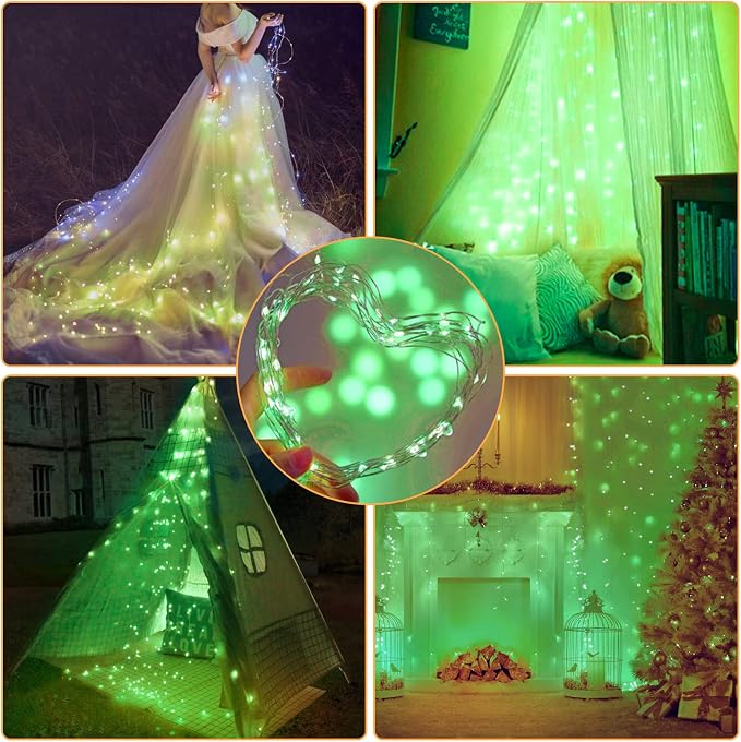 12 Pack 7FT 20LED Fairy Lights Battery Operated String Lights | Waterproof Silver Wire Firefly Mini Christmas Lights for Bedroom Party Birthday Wedding Halolween Home Indoor Decorations