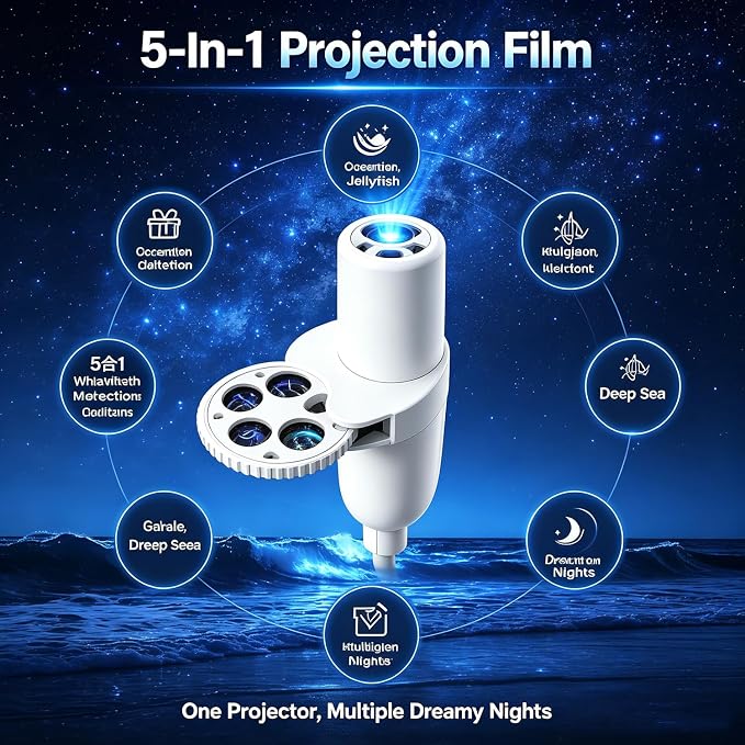 Ocean Projector, Ocean & Galaxy Night Light for Bedroom, Car(15 Patterns) | LED Starry Sky Lamp with 360 Degree Flexible Gooseneck for Home Decor Sleep Mood Lighting