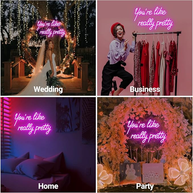30IN Large You're Like Really Pretty Neon Sign, Dimmable Pink Handmade Led Neon Light for Salons, USB Power Bathroom Bedroom Girls Makeup Room Bachelorette Party Home Birthday Gift