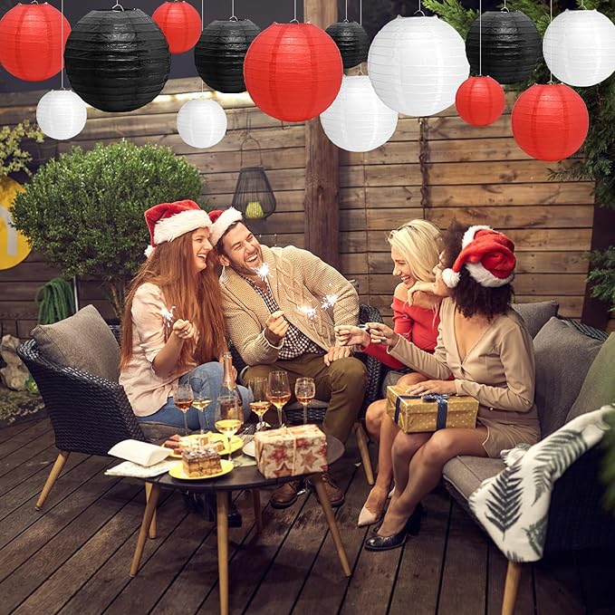 21 Pcs Paper Lanterns Party Decorations, 4/6/8/10 Inch Round Chinese Hanging Paper Lanterns for Wedding, Birthday, Baby Shower, Graduation, Classroom Ceiling Decorations Indoor Outdoor