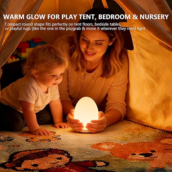 Night Light for Kids,Egg Night Light Light with 7 Colors Changing Mode & 30-Min Timer Portable Nursery Night Lamp forBaby Nursery & Kids Bedroom,DIY Hand-Painted Custom Lamp