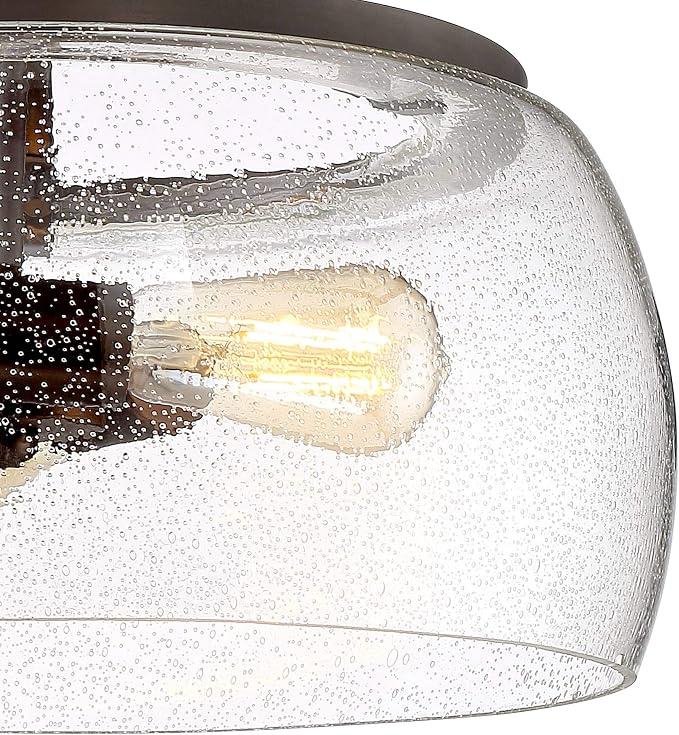 Charleston 16" Wide Painted Bronze 3-Light LED Pendant Light Light Fixture | Iron Chandelier Rustic Farmhouse Clear Glass Shade Dining Room House Foyer Entryway Kitchen Bedroom Living Ceilings