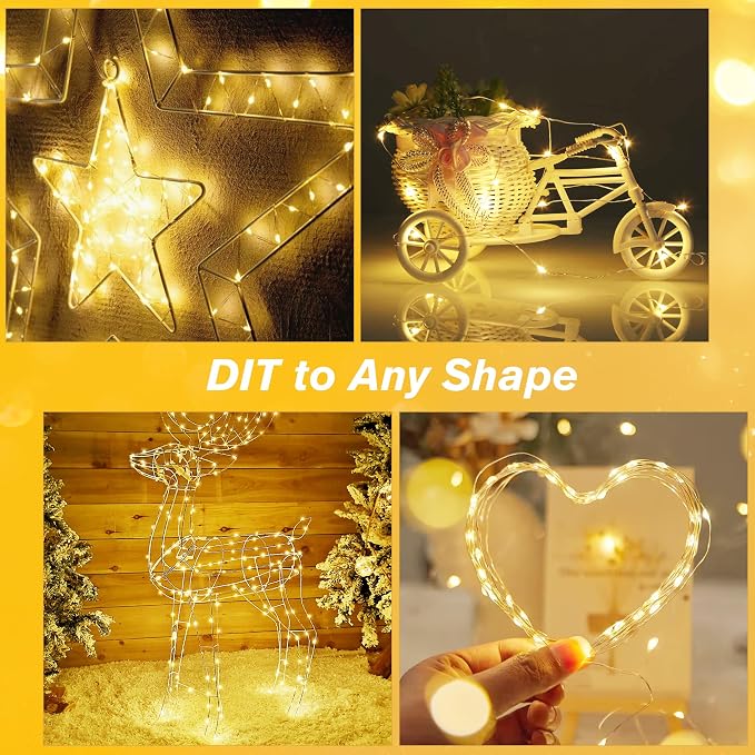 Rechargeable Fairy Lights Plug In 33FT 100 LED,8 Modes Fairy Lights Battery Operated with Remote Timer USB Charging, IP65 Waterproof Outdoor Camping Lights, for Camping Patio Christmas Bedroom Decor