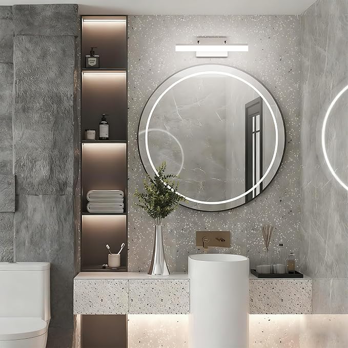 Aipsun Brushed Nickel Vanity Light 16 inch Modern Wall Sconces Adjustable LED Bathroom Light Fixtures Over Mirror Rotatable Vanity Lighting 5500K
