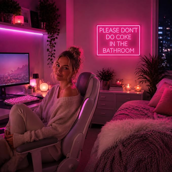 Bathroom Neon Lights Signs Neon Sign Led Sign Light for Wall Decor | Don't Do It In The Bathroom Neon Sign for Room Decor,Man Cave Decoration,Dormroom,Wall Decor,Gift,5V USB Powered