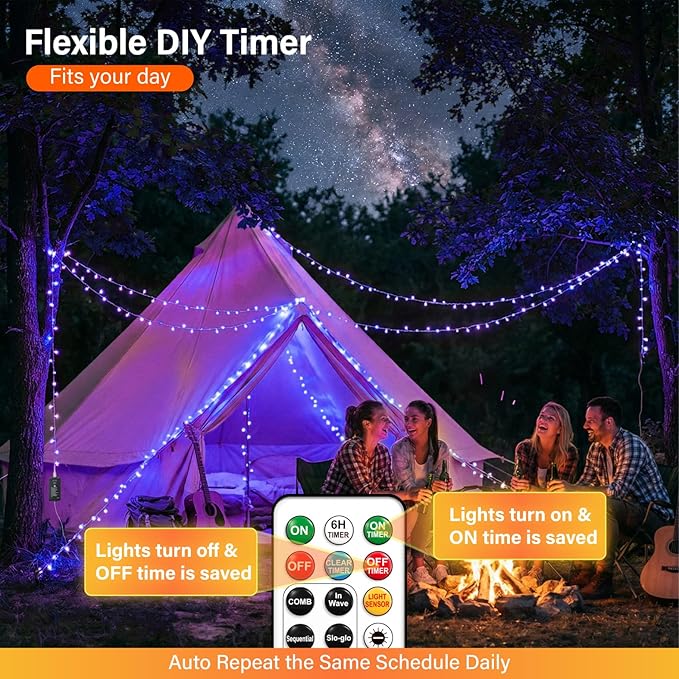 ZSJWL Rechargeable Fairy Lights with Remote，66ft 200 LED Outdoor Battery String Lights with DIY Timer & Light Sensor, Waterproof Dimmable Twinkle Light for Tree Christmas Indoor, Blue