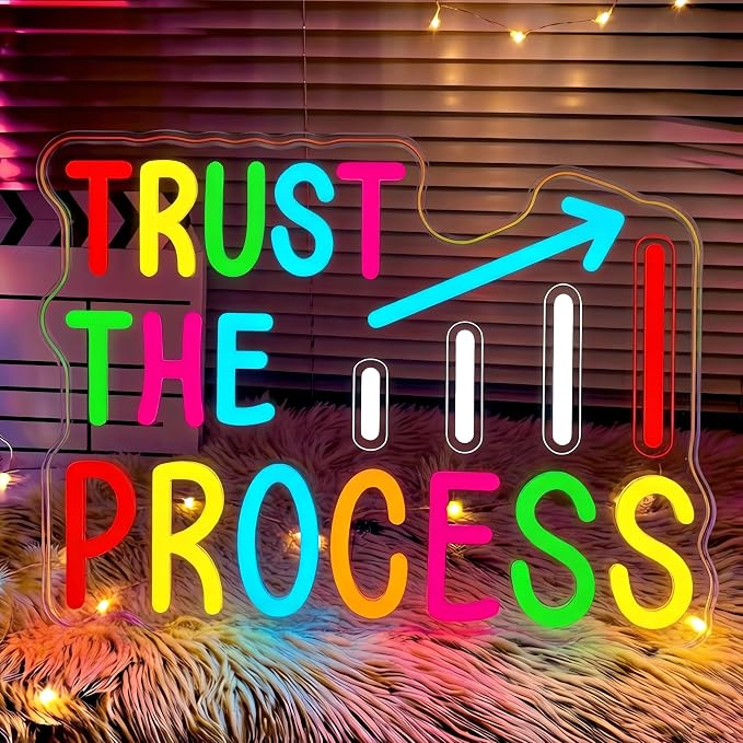 Neon Signs for Classroom, LED Inspirational Wall Decor for Kids Room,Office | Trust The Process Neon Sign, Colorful LED Classroom Decor, Inspirational Wall Art for Kids Room, Bedroom, Office & Playroom
