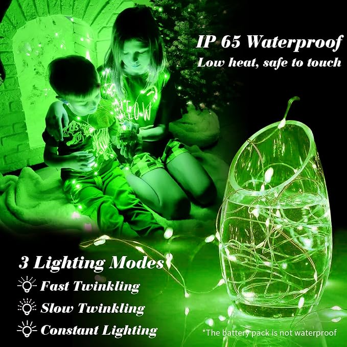 ZGWJ 8 Pack Green Fairy Lights, Mini String Lights | Battery Operated 7 FT 20 LED Waterproof 3 Modes for DIY, Parties, Wedding, Halloween, Christmas Decoration