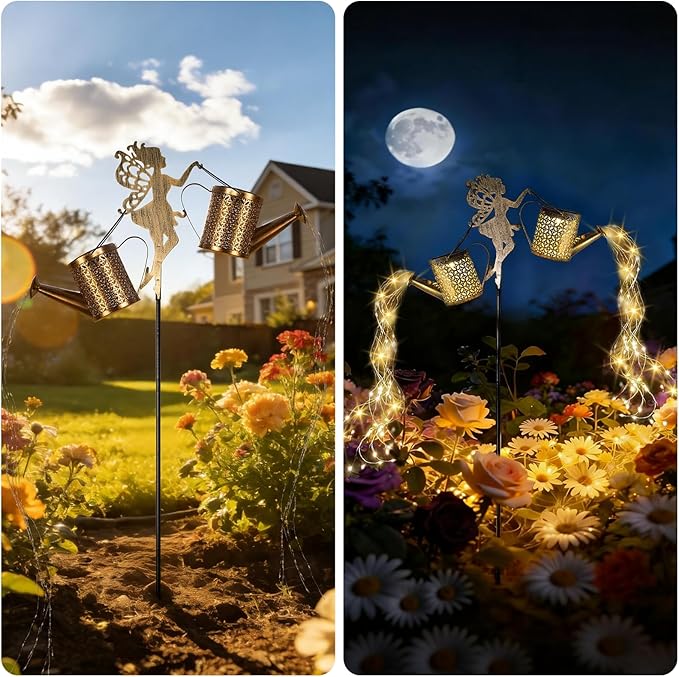 Solar Watering Can Light - Solar Yard Decorations Outdoor,Garden Decor Lights for Yard,IP65 Waterproof Hanging Lantern Lights,Outside Garden Flower Bed Decor Light for Moms Birthday 2PCS