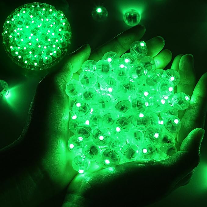 200pcs Balloon Lights Warm White Mini LED Lights Round Long Standby Time Multicolor Ball Lamps Paper Lantern for Easter Birthday Party Christmas Halloween Decoration Green