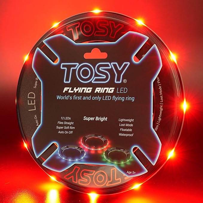 TOSY Flying Ring - 36 RGB Multicolor or 12 Monocolor LEDs, Super Bright, Lost Mode, Auto Light Up, Easter Basket Stuffers Gift for Kid/Teen/Boy/Girl, Safe, Waterproof, Pool/Beach/Camping Toy