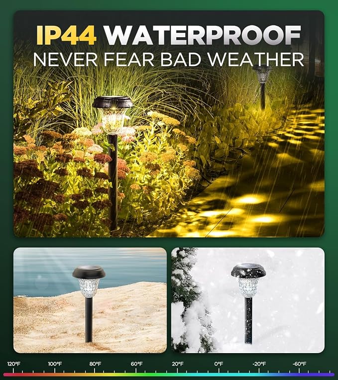 10 Pack Ultra Bright Solar Lights Outdoor Waterproof, from Dusk to Dawn Up to 12H Outdoor Solar Lights, Auto On/Off Solar Powered Garden Pathway Lights, Landscape Lighting Decorative for Yard, Patio