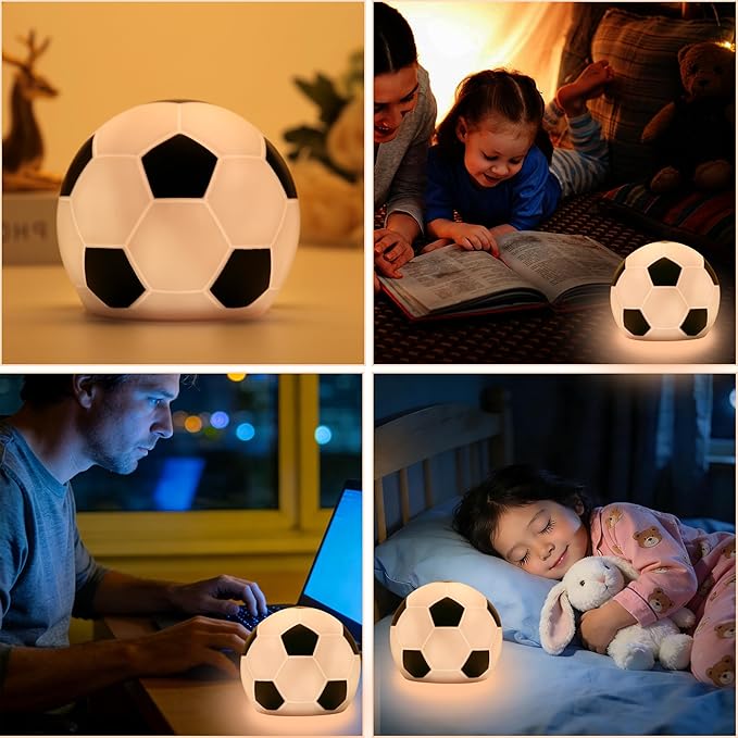 Football Night Light,Touch-Adjustable 7 Colors,Soccer Silicone Night Light for Kids,Use as a Bedside Lamp or Table Lamp,A Glowing Football Gift for Room Decor,Perfect for Children.
