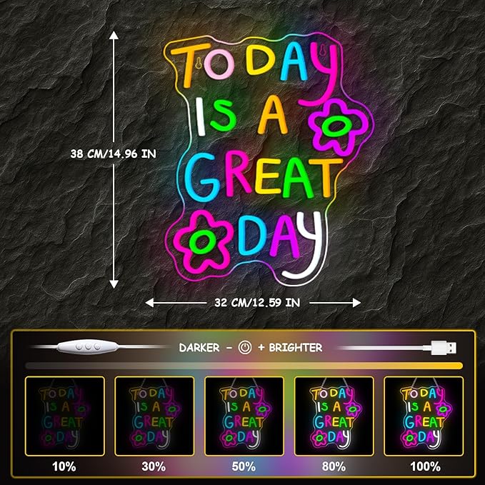 Classroom Neon Lights Today is a Great Day Neon Sign for Wall Decor in Coffee Bar Bedroom Reading Lights Up Sign for Classroom Library LED Books Decor Gifts to Teens Teachers