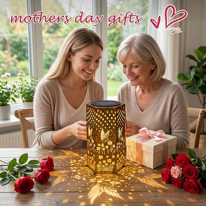 Eandisom Birthday Gifts for Women Solar Lanterns Outdoor Waterproof | Hummingbird Hanging Solar Lights Outside for Yard, Patio, Garden Decor, Mothers Day Gifts for Mom Grandma