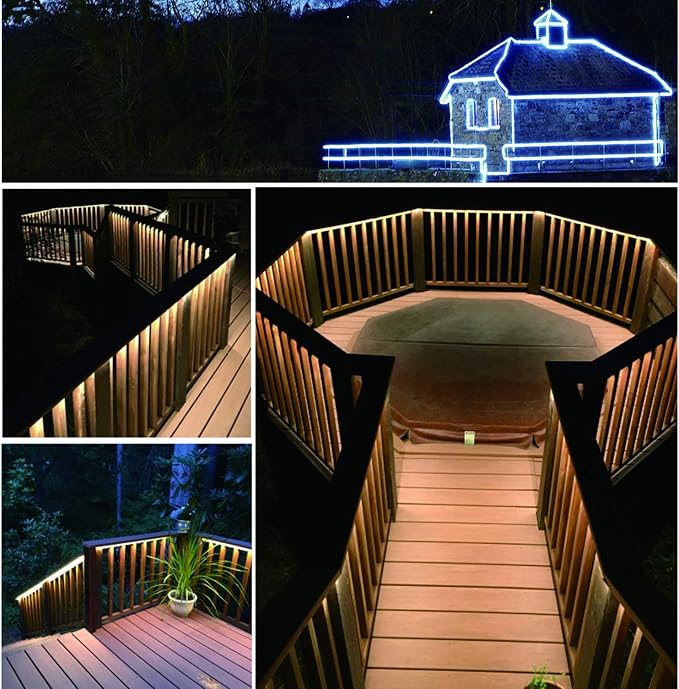 33ft RGB Rope Light Remote ETL Waterproof | 8 colors + multiple modes. Connectable up to 12 strips. 50,000hr lifespan. Indoor/outdoor for home, patio, Christmas.