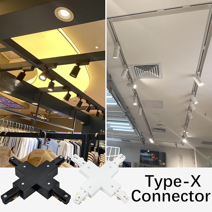 H Track X Connector H Type Single Circuit 3-Wire-1 Track Lighting Kit for H Track System Track Lighting Accessories 120V, White
