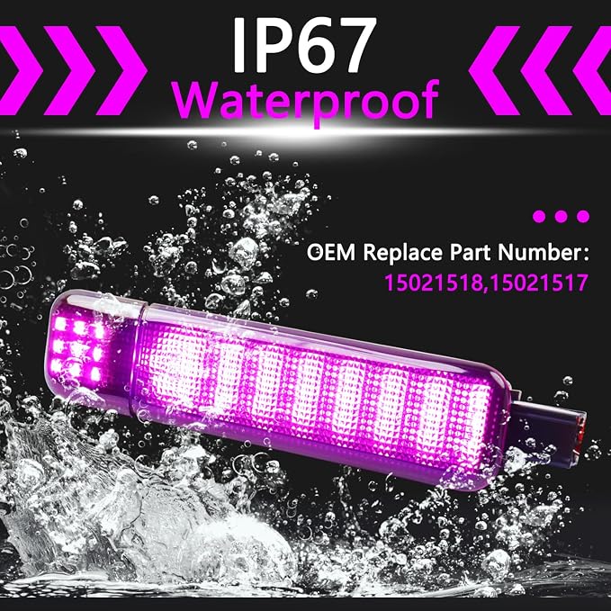 LED Side Door Panel Courtesy Lights, Fit for Chevy Sierra GMC C/K | Fit for Yukon Silverado 1500 2500 3500 Avalanche, Suburban, Hum-mer H2 Car Interior Panel Lighting,Purple-Smoking Lens