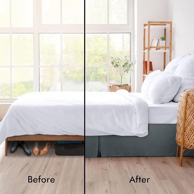 Utopia Bedding Queen Bed Skirt - 20 Pack - Soft Quadruple Pleated Ruffle - Easy Fit with 16 Inch Tailored Drop - Hotel & B&B Quality, Shrinkage and Fade Resistant (Queen, Grey)
