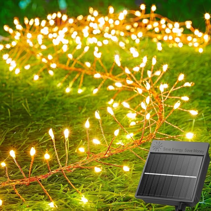 240 LED Solar Fairy Lights Outdoor Waterproof IP65, 20FT 8 Lighting Modes | Solar Christmas Lights Outdoor Waterproof Cascading Twinkle Lights Balcony Garland Patio Christmas Decorations, Warm White