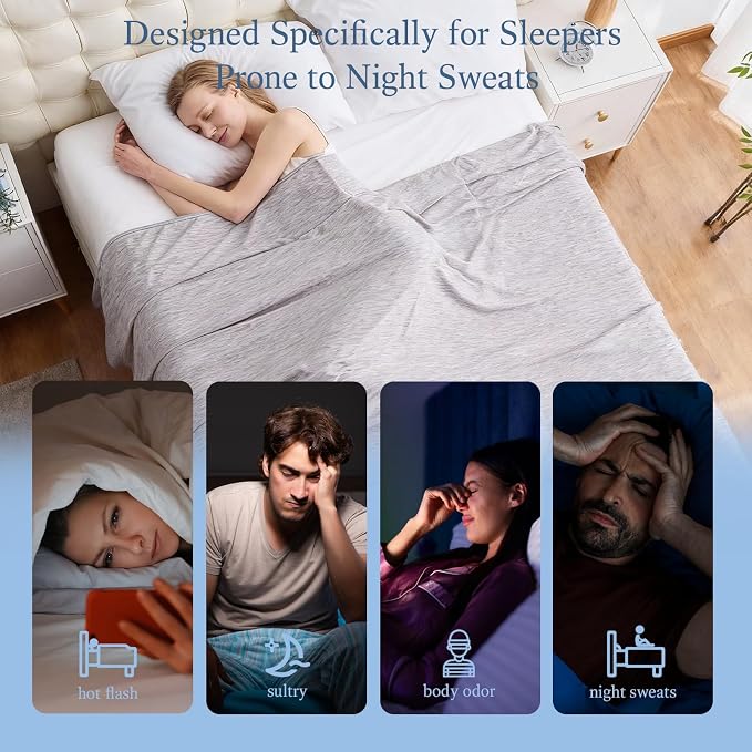 Cooling Blanket Throw Size, 50"x70" Cooling Blankets for Hot Sleepers, Cold Blanket Thin Lightweight Breathable Soft for Couch Bed, Lightweight Blanket Keep Cool for Night Sweats