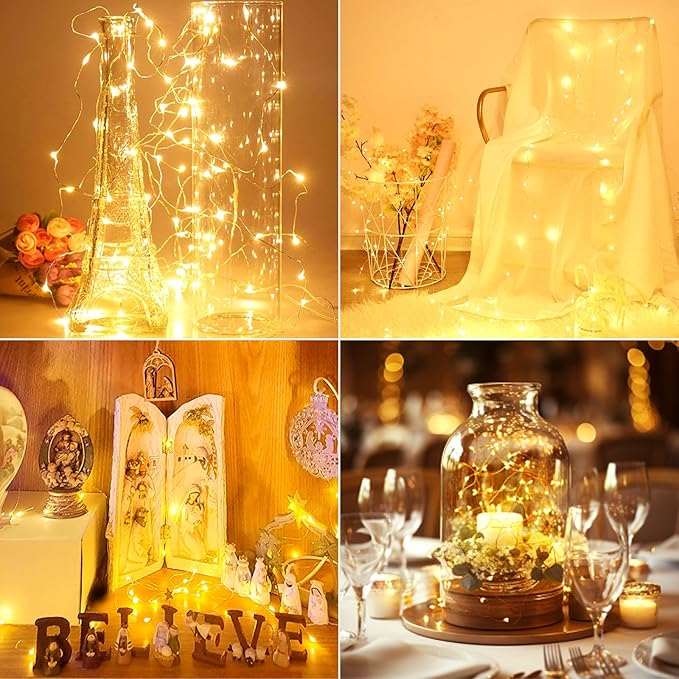 kolpop 6 Pack LED Fairy Lights Battery Operated, Mini Twinkle String Lights Battery Powered Waterproof for Christmas Mason Jars Party,2 Colors