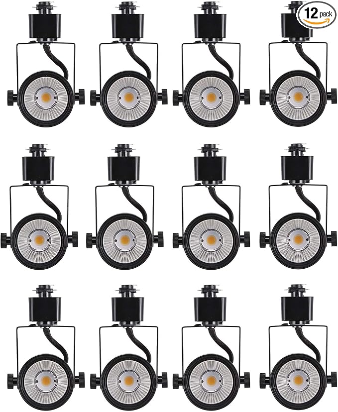 [12 Pack] CLOUDY BAY 8W 3000K Warm White Dimmable LED Track Light Head,CRI90+ True Color Rendering Adjustable Tilt Angle Track Lighting Fixture,40° Angle for Accent Retail,Black,Halo Type