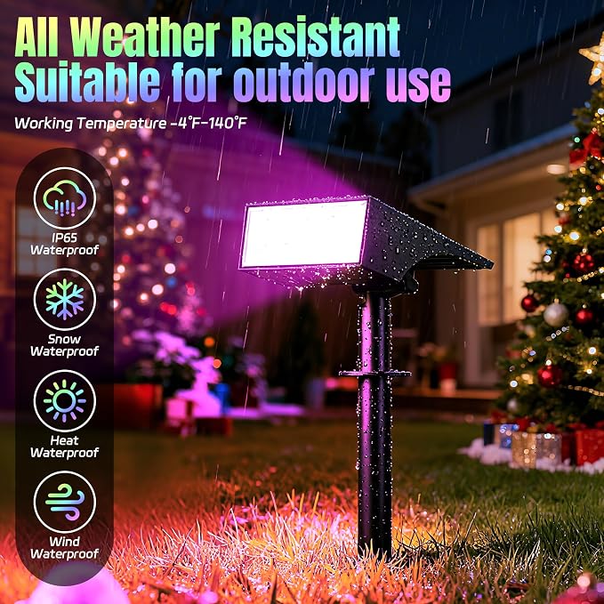 WENATY Solar Spot Lights Outdoor Waterproof, 12 Pack Solar Spotlights, RGB | IP65 Waterproof, Auto On/Off LED Powered Yard Garden Flood Solar Light for Outside Pathway Wall Tree Lawn Uplights Lights