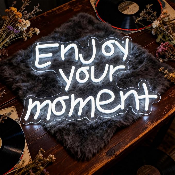 Whfobfe Enjoy Your Moment Neon Sign Led Neon Lights Signs for Wall Decor USB Powered Led for Room Decoration Home Game Room Bar Party Decor