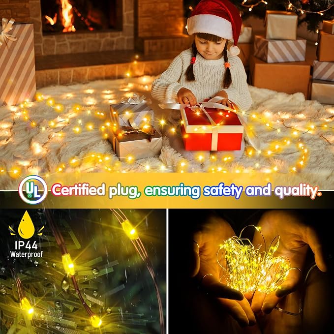 KNONEW 532FT 1600LED Outdoor Fairy Lights Plug in Warm White Xmas Decor | Timer, Memory, Dimmable, Remote, Waterproof, Copper Wire, Flexible, for Garden, Wedding, Party, Indoor/Outdoor, Christmas