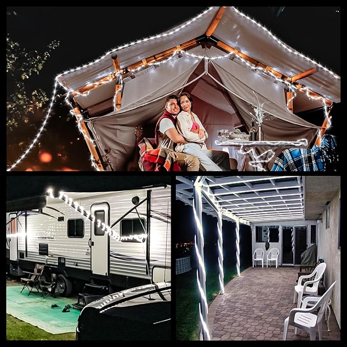 66ft/20m 720 LEDs Rope Lights, Cool White Rope Light Outside, Waterproof Rope Lighting for Indoor Outdoor, Plug in Flexible Connectable Decor Lights for Garden, Patio, Pool, Bedroom (6000K)