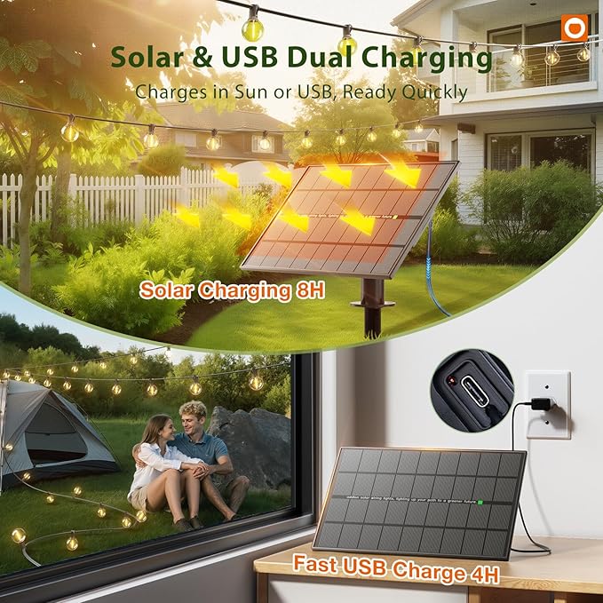 addlon 150FT 80LED Solar String Lights Outdoor Waterproof with Remote, USB | Shatterproof Outdoor Lights, Dimmable Timer, 3 Modes, Solar Powered Patio Lights for Outside, Backyard Garden Camping Pergola
