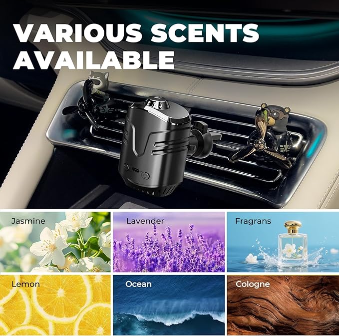 Star Lights for Car, Star Projector with Air Freshener, Ceiling Ambient Light with 6 Scents, Auto On/Off, Vent Clip Accent Light with Diffuser