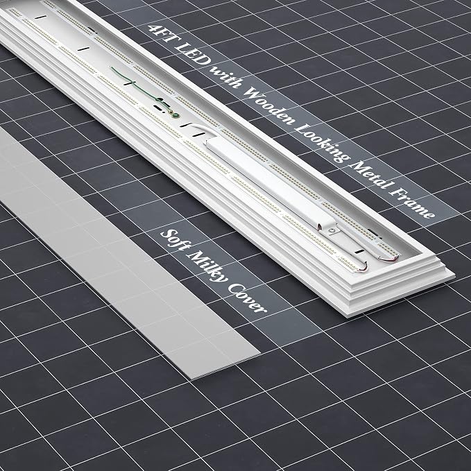 Dimmable 4FT LED Wraparound Light, 3 Color Temperature 3000K/4000K/5000K CCT 50W 5500LM 4 Foot Kitchen LED Light Fixture, Flush Mount 48 Inch Linear Ceiling Lighting Fixture, 4 Pack