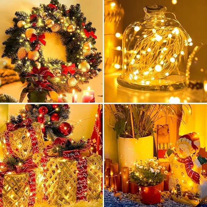 4 Pack LED Fairy Lights Battery Operated 20FT 60 LEDs Silver Wire String Lights Twinkle Lights Starry Fairy Lights for Bedroom Christmas Wedding Party Indoor Outdoor Decorations, Warm White