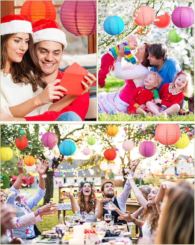 Treela 48 Pcs Paper Lanterns Party Decorations Round,Multicolor