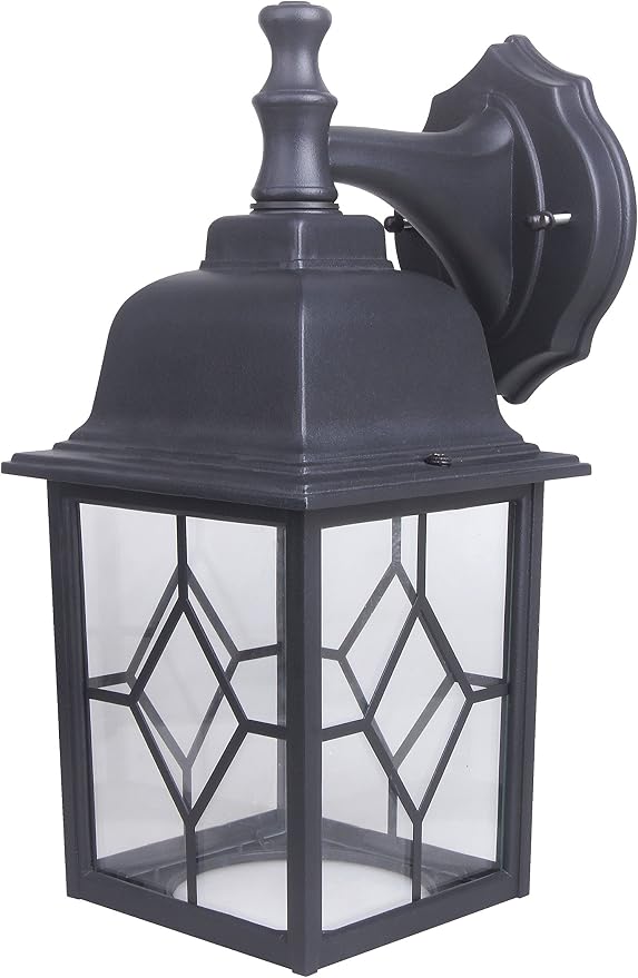 Outdoor Wall Light Fixture, Rustproof Aluminum, Glass | LED Large Exterior Porch Light Wall Sconce Lantern for House, Patio, Garage, Waterproof, 11W 1000 Lumen, 5000K, Black