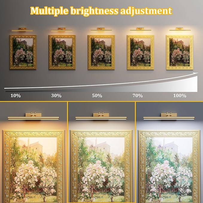 Battery Operated Wall Light, Set of 2, Gold, Remote Control | 13.8'' 4000mAh Cordless,Gold Wall Light, Magnetic for Easy to Charge,Timers, Display for Gallery Living Room Bedroom