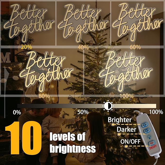Better Together Neon Sign,Adjustable LED Neon Light Sign Backdrop powered by USB,Hanging Light for Wedding,Bar,Birthday,Wall Decor,Art Decoration(Warm White)