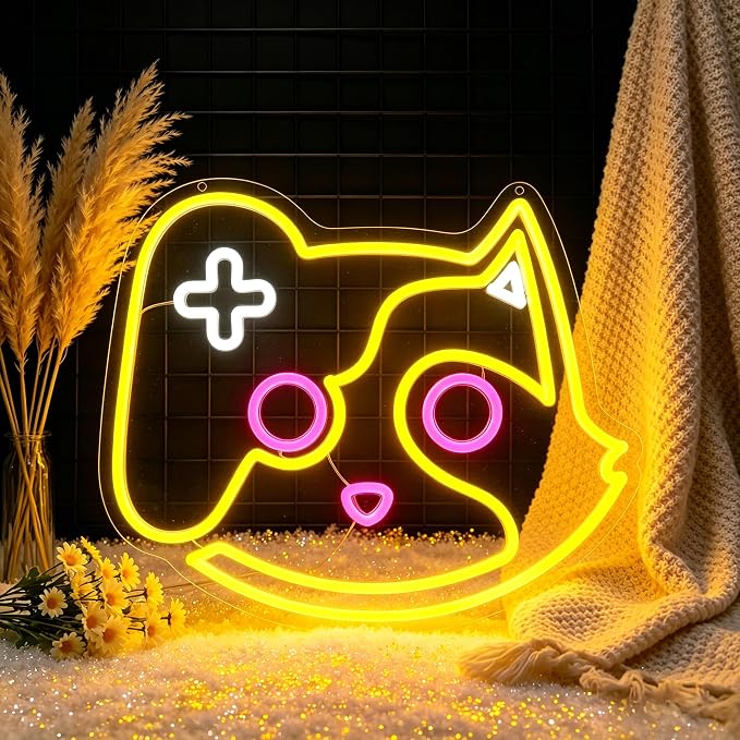 Game Neon Lights Signs Neon Sign Led Sign Light for Wall Decor | Game Cat Neon Sign for Room Decor,Man Cave Decoration,Dormroom,Wall Decor,Gift,5V USB Powered