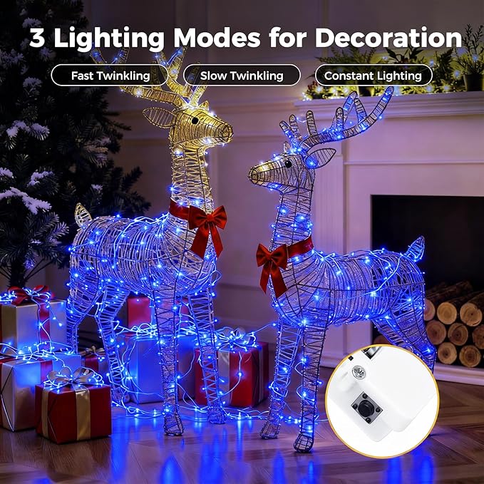 litogo 30 Pack 7FT 20 LED Fairy Lights Battery Operated, 3 Lighting Modes, Bulk Mini Twinkle String Lights Waterproof Silver Wire for Weddings Mason Jars Party Christmas Decorations-Blue