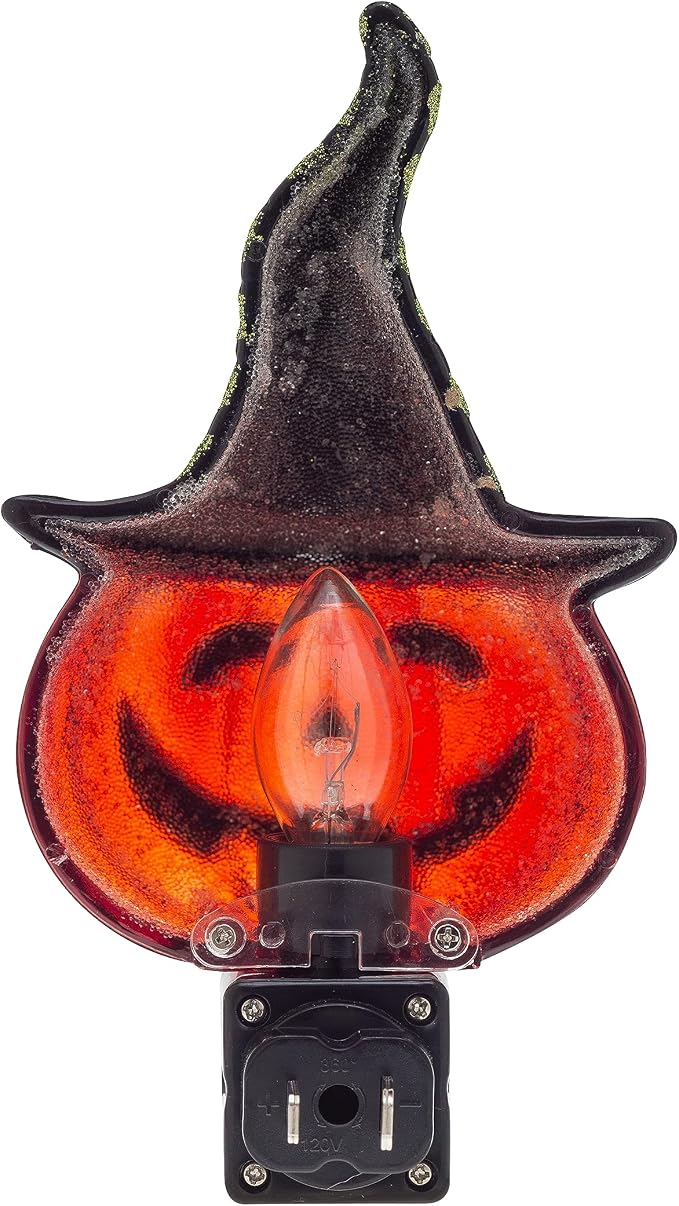 Creative Hobbies Pumpkin with Witch Hat Halloween Night Light - Includes 5W C7 and Rotational Socket with On/Off Switch
