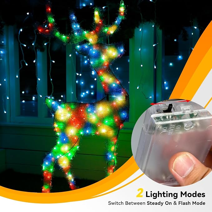 LitHome 2 Pack Multicolor Fairy Lights Battery Operated, Each 20 FT 60 LED | Twinkle Lights Battery Operated 2 Modes, Waterproof Fairy String Light for Classroom Indoor Bedroom Christmas Wedding Decor