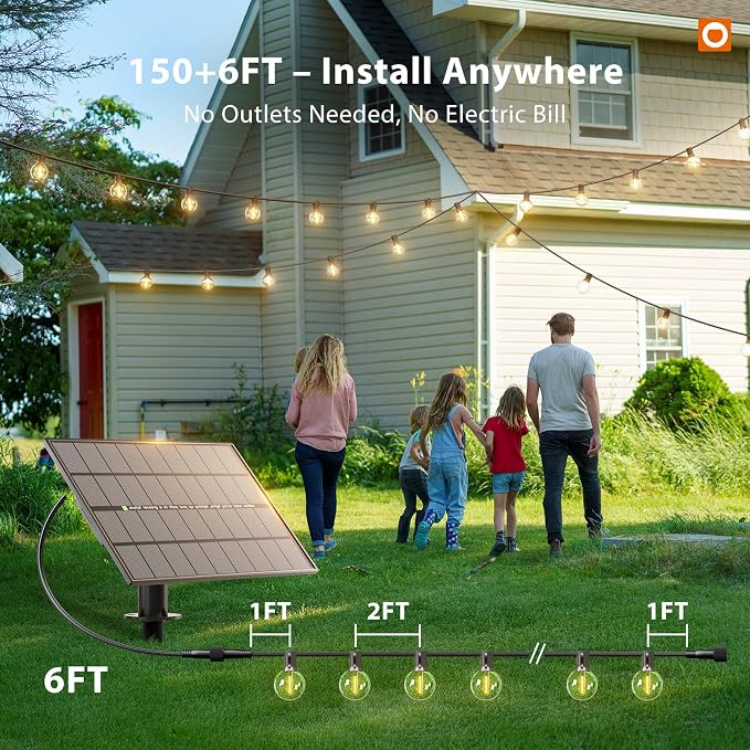 addlon 150FT 80LED Solar String Lights Outdoor Waterproof with Remote, USB | Shatterproof Outdoor Lights, Dimmable Timer, 3 Modes, Solar Powered Patio Lights for Outside, Backyard Garden Camping Pergola