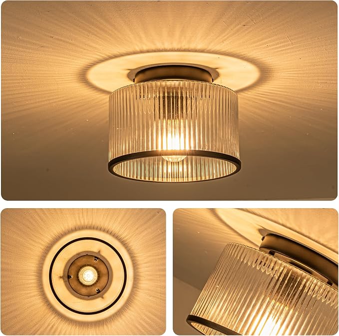 MAYNA Modern Black Semi Flush Mount Ceiling Light Fixture, 1-Light Hallway Light Fixtures Ceiling Mount, Kitchen Lighting Fixtures Ceiling Lights for Bedroom Bathroom Dining Room Entryway