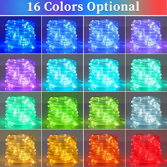 ANJAYLIA 40FT 120 LED Color Changing Rope Lights, 18 Colors Outdoor String Lights with Plug & Remote, Led Rope Lights Outdoor Waterproof, Christmas Lights for Bedroom Deck Halloween Decorations