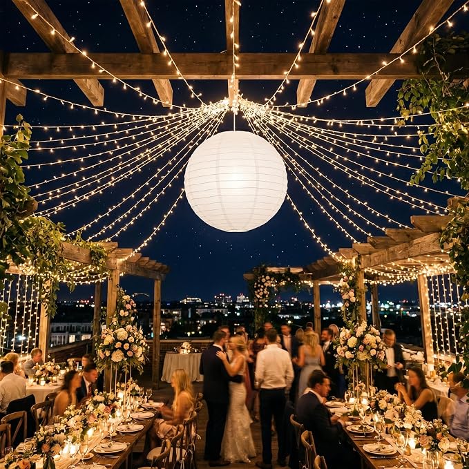 5pcs White Paper Lanterns Party Decorations, 20in Large Chinese Round Paper Hanging Decorations Lanterns Jumbo Lamps for Home, Parties, and Weddings