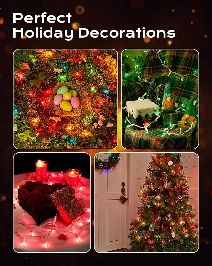 Brightown Clear Christmas String Lights, 100-Count 20ft Incandescent Bulb Mini Lights for Indoor Holiday Decor, Christmas Tree Garland Wedding Party Multi-Use Festival Decoration, Green Wire