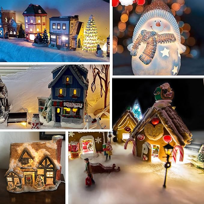 Accessory Cord with 3 LED Night Light Bulbs - White Cord with On/Off Switch- C7 led Bulb Warm White 2700K with Spare Fuse for Holiday Decoration and Craft Village House Decoration