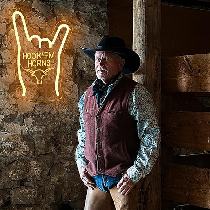 Hook Em Horns Neon Sign TEXAS Neon Light for Wall Decor, Dimmable University Neon Texas for Man Cave Room Bar Wall Decor Western Gift for Friends